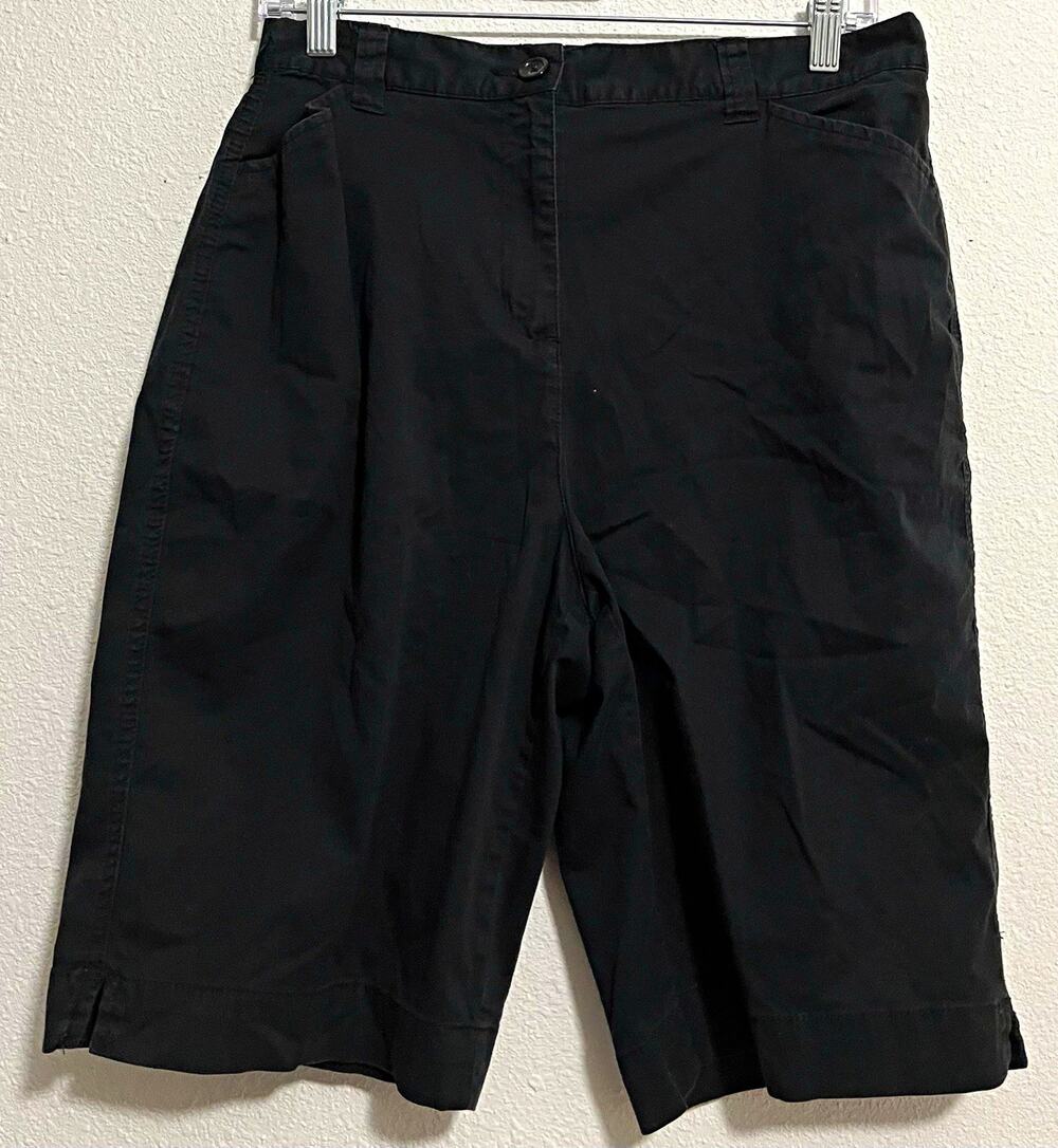 Karen Scott Women's Petite Bermuda Shorts 10P Black Twill Cotton Stretch Pockets